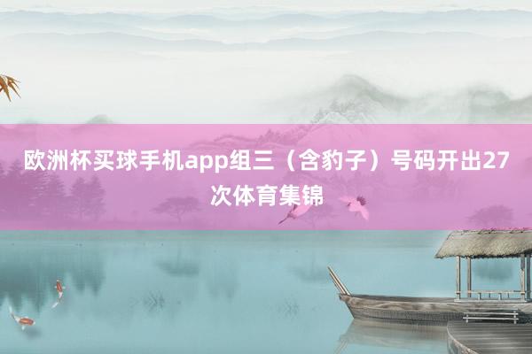 欧洲杯买球手机app组三（含豹子）号码开出27次体育集锦