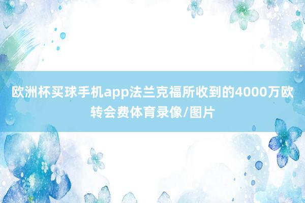 欧洲杯买球手机app法兰克福所收到的4000万欧转会费体育录像/图片