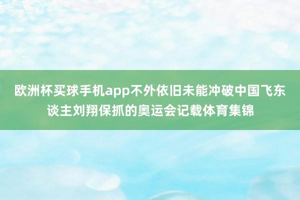 欧洲杯买球手机app不外依旧未能冲破中国飞东谈主刘翔保抓的奥运会记载体育集锦