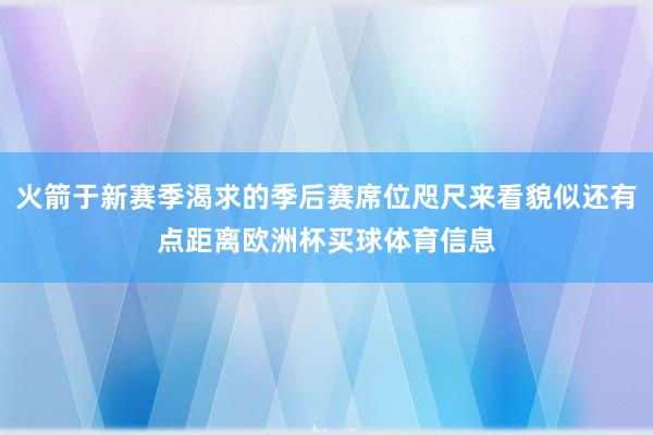 火箭于新赛季渴求的季后赛席位咫尺来看貌似还有点距离欧洲杯买球体育信息